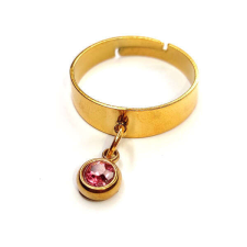 Maria King Pink kristály charmos állítható méretű gyűrű, arany színű, választható szélességben gyűrű