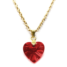 Maria King Piros kristály szív medál arany színű lánccal nyaklánc