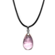 Maria King Rózsaszín kristály csepp medál bőr lánccal II. nyaklánc