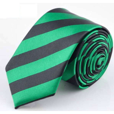 Maria King Trendi új stílusú csíkos, vékony nyakkendő, sötétzöld-fekete