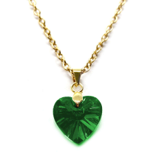 Maria King Zöld kristály szív medál arany színű lánccal nyaklánc