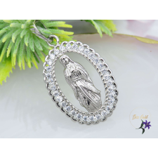  Mária medál cirkónia kövekkel-rodium medál