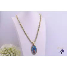  Mária medálos nemesacél nyaklánc 3D medál -18K nyaklánc