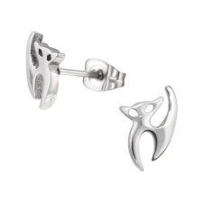 MariaKing 316L sebészeti nemesacél fülbevaló, cicás (1 pár), ezüst színű fülbevaló