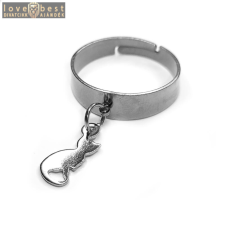 MariaKing Cicás charmos állítható méretű gyűrű, ezüst színű, választható szélességben gyűrű