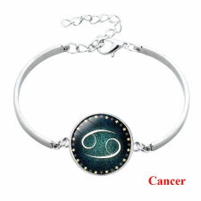 MariaKing Csillagjegy karkötő, szép zöld medállal, rák (Cancer) karkötő