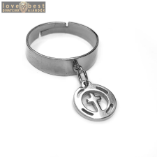 MariaKing Kereszt charmos állítható méretű gyűrű, ezüst színű, választható szélességben gyűrű