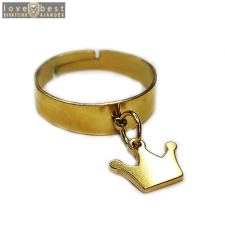 MariaKing Korona charmos állítható méretű gyűrű, arany színű, választható szélességben gyűrű