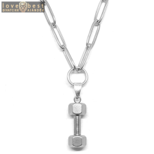 MariaKing Nemesacél Súlyzó medál ezüst színű hosszú szemes lánccal nyaklánc
