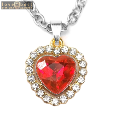 MariaKing Piros kristály szív medál ezüst színű lánccal nyaklánc