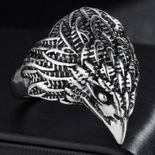 MariaKing Punk rock sasfej motívumos férfi gyűrű, állítható méretű gyűrű