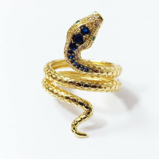 MariaKing Retró színes kristályos kígyós gyűrű, több méretben gyűrű
