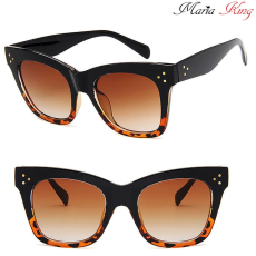 MariaKing Retro vastag keretes barna macskaszem napszemüveg, alján leopárd mintával