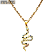 MariaKing Színes kristályos kígyós medál arany színű lánccal nyaklánc