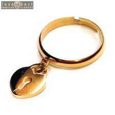 MariaKing Szív Lakat charmos állítható méretű gyűrű, arany színű, választható szélességben gyűrű