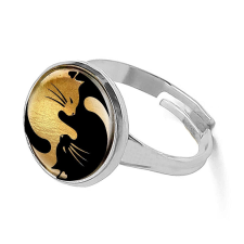MariaKing Yin Yang cicás gyűrű, ezüst színben (állítható méret) gyűrű