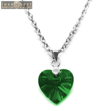 MariaKing Zöld kristály szív medál ezüst színű lánccal nyaklánc