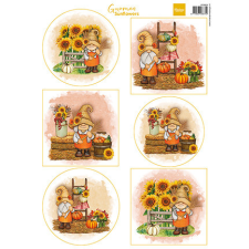 Marianne Design Kivágóív A4 - Gnomes - Sunflowers - Cutting Sheet (1 db) matrica