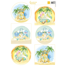 Marianne Design KivágóívA4 - Gnomes on the beach - Palmtrees - Decoupage paper (1 db) matrica