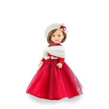  Marina&amp;amp;Pau baba - Natale varázslatos piros ruhában, díszdobozban baba