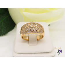  Mariott antiallergén széles gyűrű gyönyörű mintával, tűcirkónia kövekkel 18K gyűrű