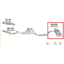  Marix K30-616 VW kipufogó hátsó dob kipufogó alkatrész