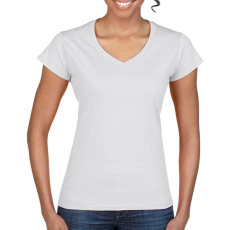 marka-logok-kicsi/gildan.jpg Női póló Csapott ujjú Gildan Ladies Softstyle V-Neck T-Shirt - 2XL, Fehér