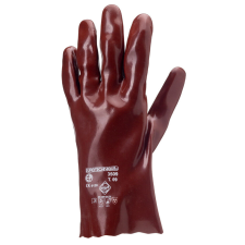 MÁRTOTT PVC KESZTYŰ, BORDÓ, SAV/LÚG/OLAJÁLLÓ, 27CM-ES_10 védőkesztyű