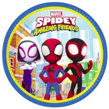 Marvel Spiderman, Pókember Spidey papírtányér 8 DARABOS, 23 cm FSC Nr3 party kellék