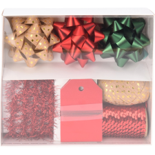  Masni és szalag szett 7 db-os 4 cm karácsonyi dekoráció