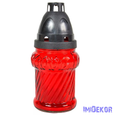  Masszív henger üvegmécses 18cm - Piros dekorációs kellék