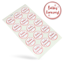  Matrica - Boldog karácsonyt fehér-piros 15db/lap dekorációs kellék