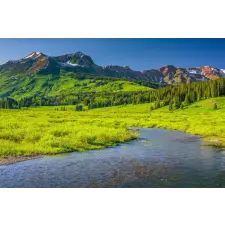  Matrica tapéta Natura175 Folyó, fenyők és hegy, 350 x 200 cm tapéta, díszléc és más dekoráció