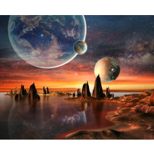  Matrica tapéta Univerzum, bolygó hegyekkel és tengerrel, 200 x 150 cm tapéta, díszléc és más dekoráció