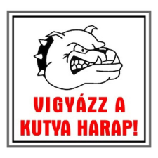 Matrica Vigyázz a kutya harap fehér "A" információs címke