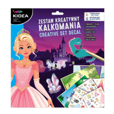Matricás képalkotó szett, 3 háttérlap + 4 ív matrica, hercegnős, Kidea matrica