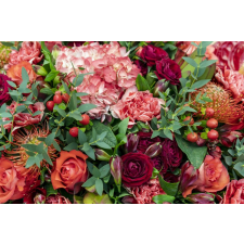  Matricás tapéta Flowers156 Piros virágkompozíció, 200 x 150 cm tapéta, díszléc és más dekoráció