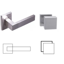 Matrix Négyzetrozettás Rozsdamentes Inox WC Asszimetrikus Gomb/Kilincs zár és alkatrészei