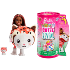 Mattel Barbie Cutie Reveal Chelsea meglepetés baba - Állatos jelmezek - Cica-Panda - Piros (HRK28) barbie baba