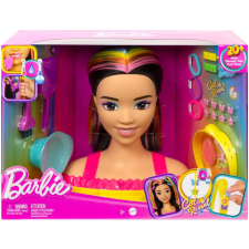 Mattel Barbie Deluxe Styling Head - Fésülhető babafej Neon Rainbow tincsekkel - Fekete egyenes hajú (HMD81) barbie baba