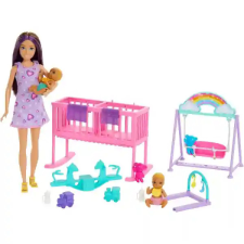 Mattel Barbie Skipper bébiszitter baba kisbabákkal, kisággyal, hintával és libikókával barbie baba