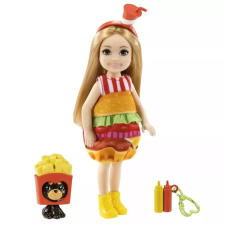 Mattel GHV69 Barbie Chelsea Club - Szőke baba hamburger jelmezben kiskutyával (GHV69) barbie baba