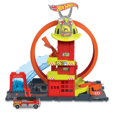 Mattel Hot Wheels City: Tűzoltóállomás pályaszett autópálya és játékautó