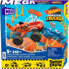 Mattel Hot Wheels Monster Truck Mega Set Építőipari Race Tiger Shark Chomp autópálya és játékautó