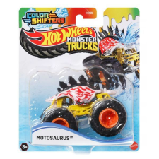 Mattel Hot Wheels: Színváltós Monster Trucks autó, 1:64 - Motosaurus autópálya és játékautó