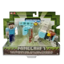 Mattel Minecraft: Craft-a-Block dupla csomag - Steve és páncélos ló játékfigura