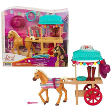Mattel Szilaj ló figura lovas felszerelés kocsival – 25x28 cm játékfigura