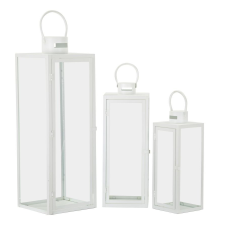Mauro Ferretti Lantern white set 3 pcs 22x22x66-18x18x49,5-14x14x39cm dekorációs kellék