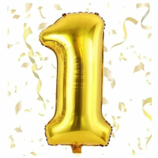  Maxee születésnapi léggömb, 1-es szám, arany, 40 cm party kellék