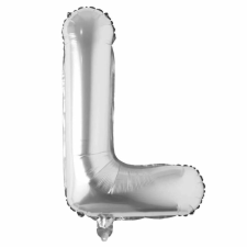  Maxee születésnapi léggömb, L betű, ezüst, 40 cm party kellék